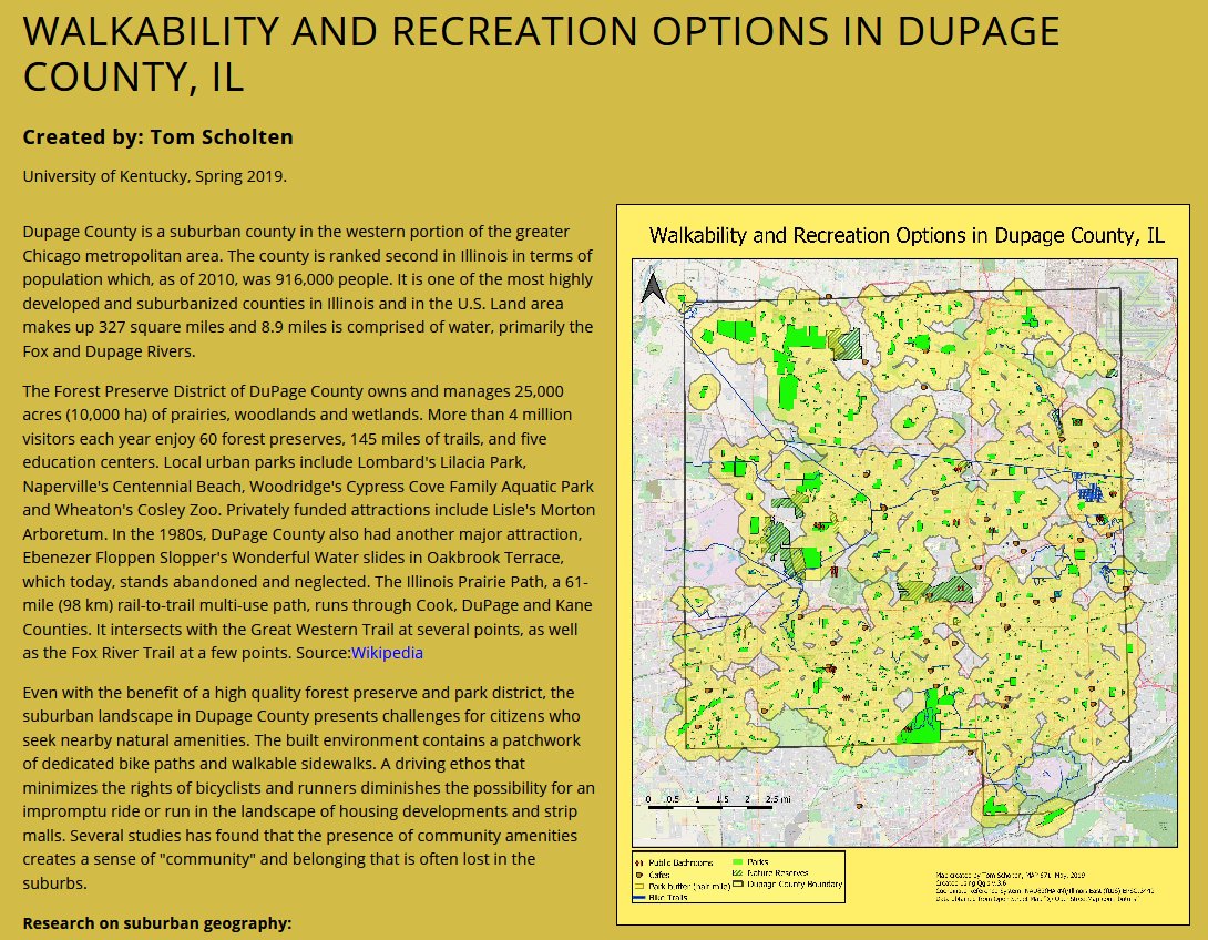 Walkability and Recreation in Dupage County, IL